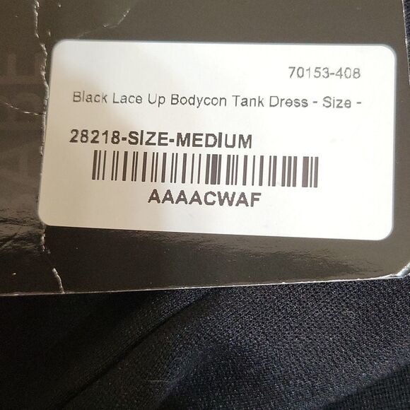 BABE SOCIETY GLARE Black Lace Up Bodycon Cut Out Tank Dress Medium - Picture 7 of 8